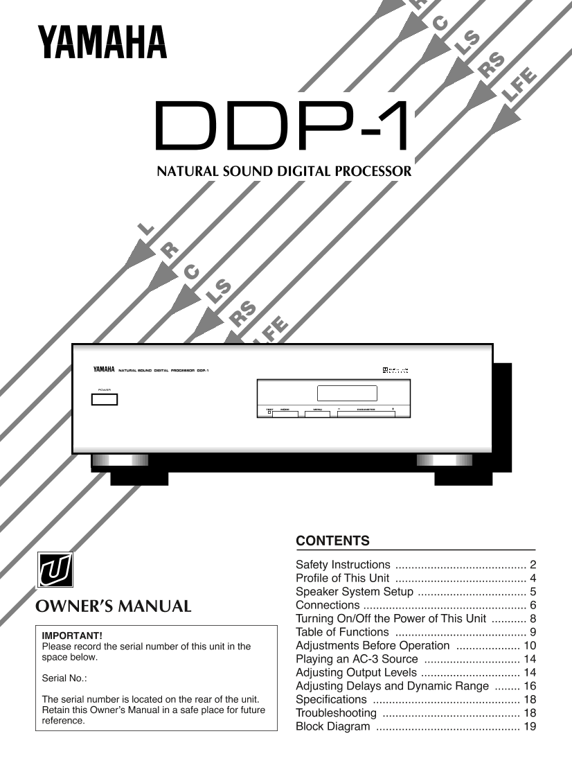 雅马哈 DDP-1 说明书