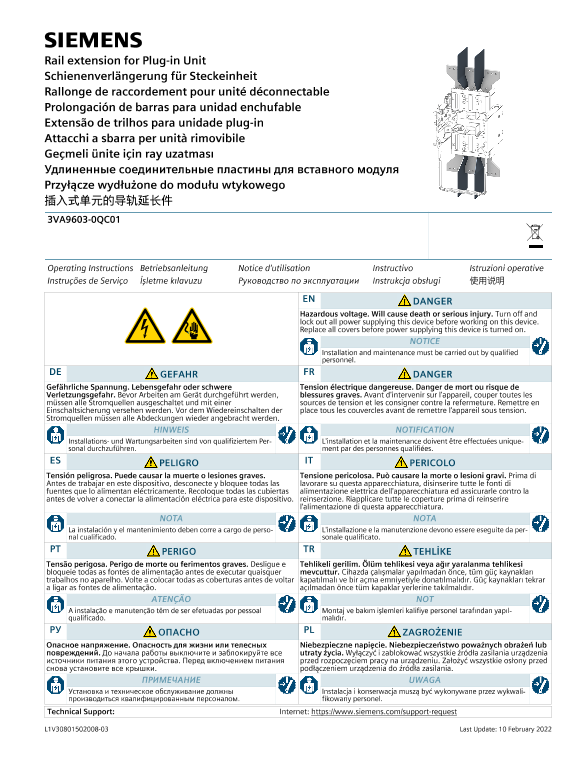 Siemens 西门子工业 插入式单元的导轨延长件 插入式单元的导轨延长件 使用手册