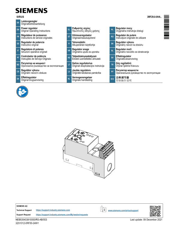 Siemens 西门子工业 SIRIUS 功率调节器 SIRIUS 功率调节器 使用手册