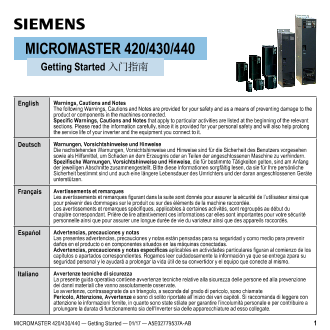 Siemens 西门子工业 MICROMASTER 420 430 440 MICROMASTER 420 430 440 使用手册