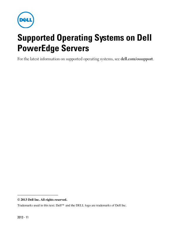 Dell戴尔Supported Operating Systems on Dell PowerEdge Servers 说明书 用户手册