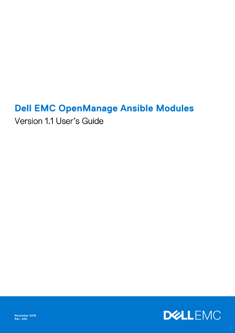 Dell戴尔Dell EMC OpenManage Ansible Modules Version 1.1 User’s Guide 说明书 用户手册