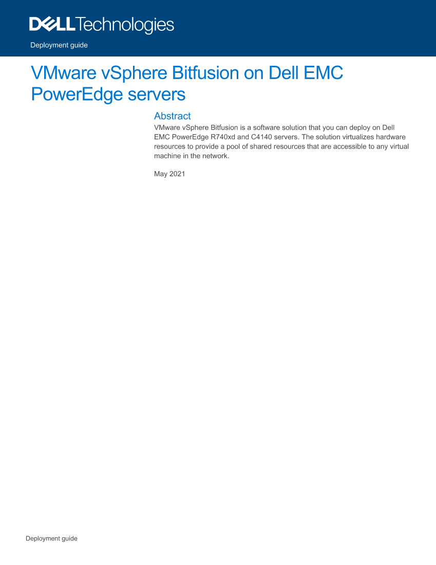 Dell戴尔VMware vSphere Bitfusion on Dell EMC PowerEdge servers 说明书 用户手册