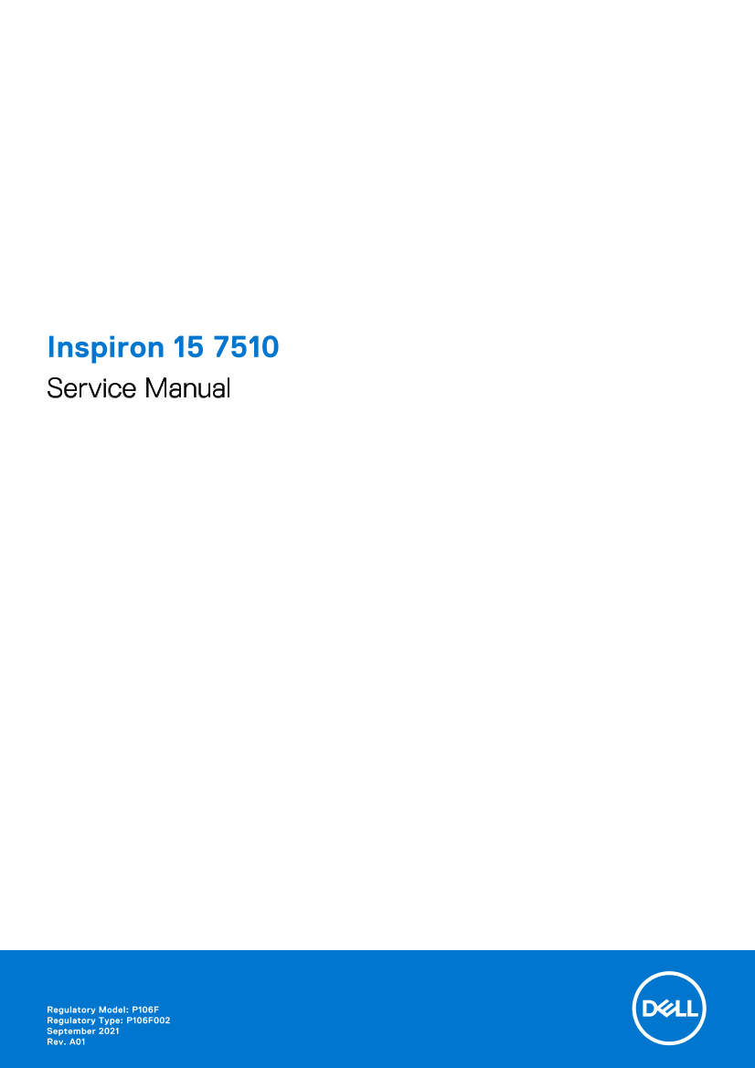 Dell戴尔Inspiron 15 7510 Service Manual 说明书 用户手册