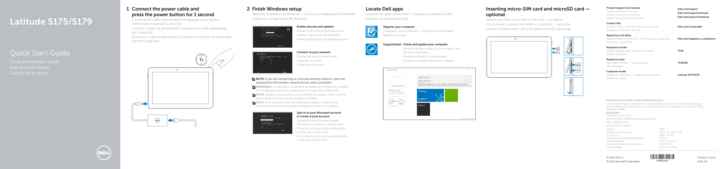 Dell戴尔Latitude 5179 2-in-1 Quick Start Guide – Windows 8 说明书 用户手册