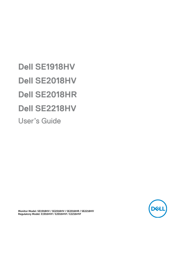 Dell戴尔Dell SE2018HR Monitor User’s Guide 说明书 用户手册