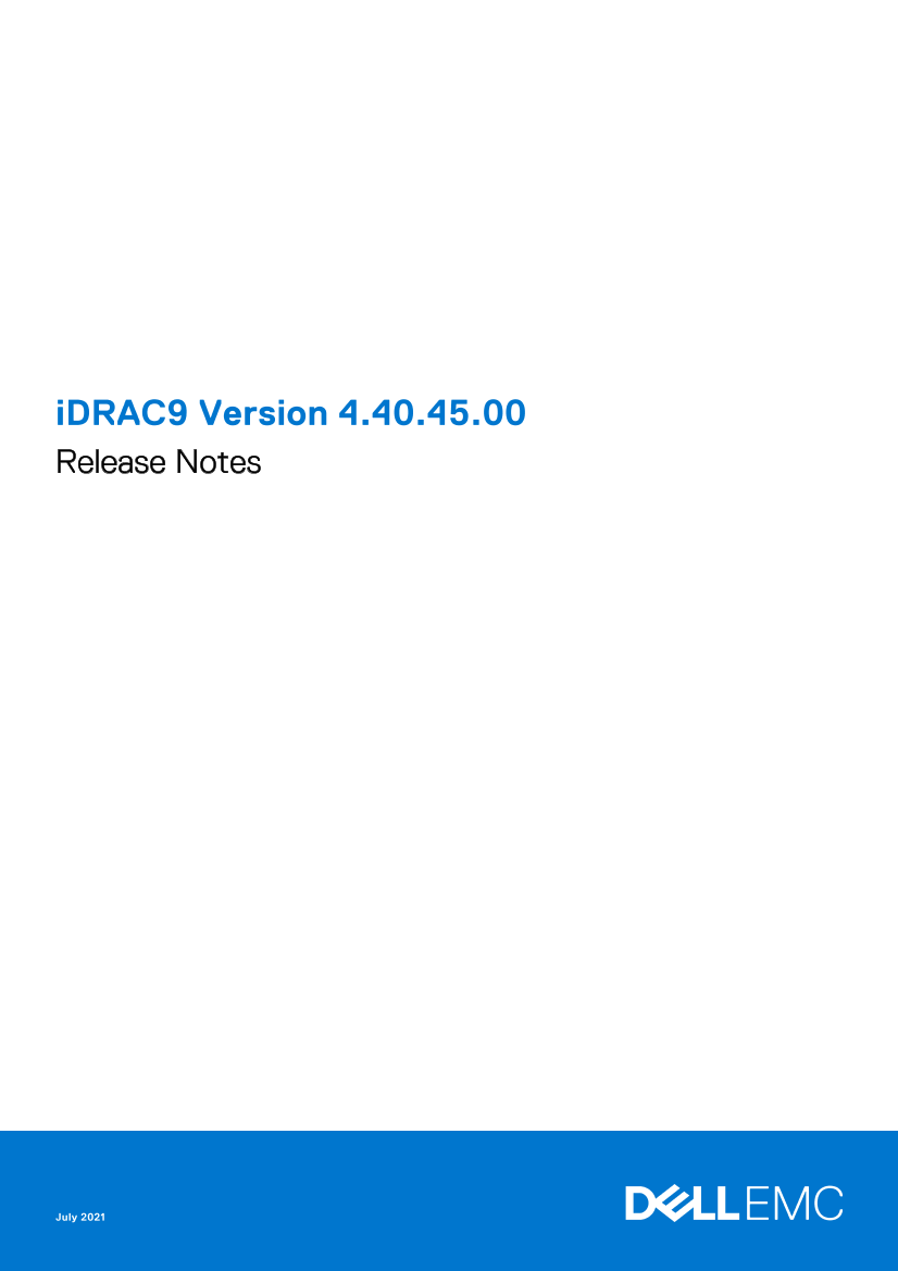 Dell戴尔iDRAC9 Version 4.40.45.00 Release Notes 说明书 用户手册