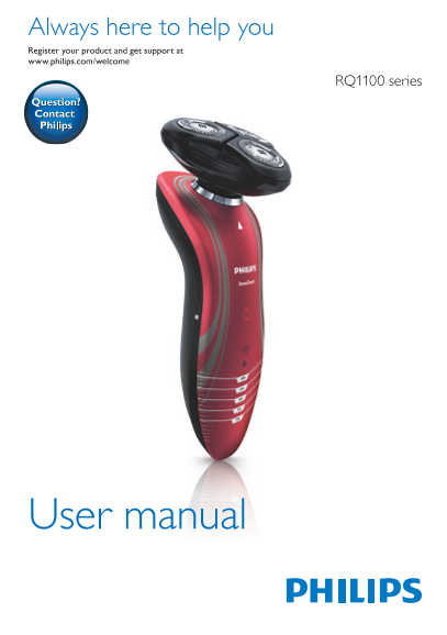 Philips 飞利浦Shaver series 7000 SensoTouch 干湿两用剃须刀 RQ1131 16产品支持与说明书